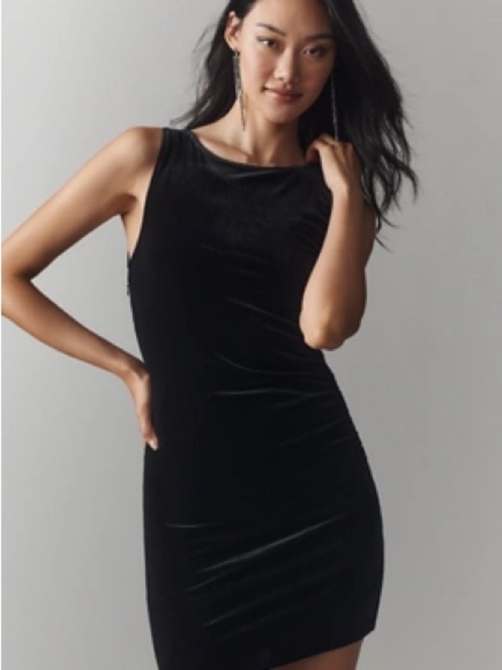 Princess Polly • NWOT Black Velvet Sheath Dress - Evening Dress PTP 14-16”